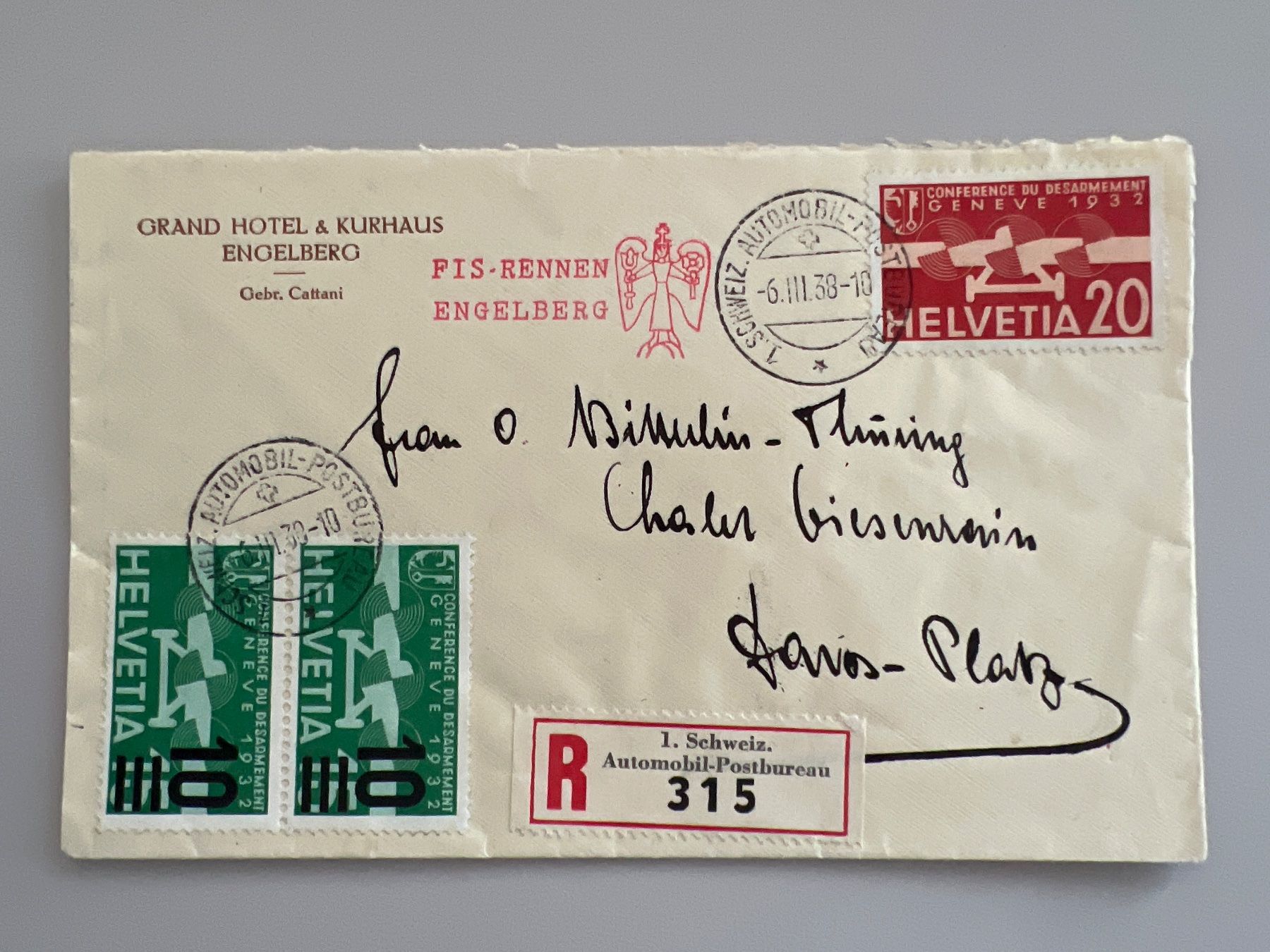 Tutti i francobolli: 1938 Einge. Brief mit F17+F20 + Sonderstempel – Usato da Buchrain venduto da Bonoli