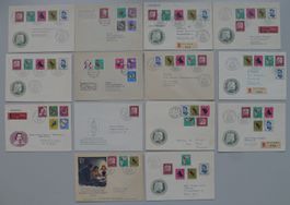 1953, J148-J152, 14 saubere Belege inklusive 9 FDC, K: 840.-