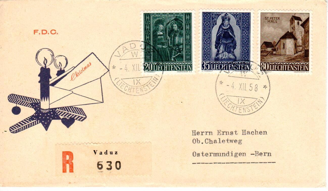 Tutti i francobolli: FDC - Vaduz 1958 – Usato da Wolhusen venduto da Curver9