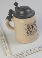 Antiker mini Bierkrug mit Zinndeckel, Sammlerstück, Top!