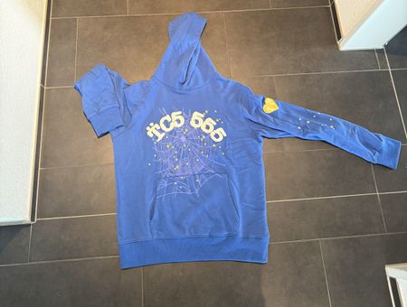 Blue Cotton Hoodie with Cool Print - Size Small!