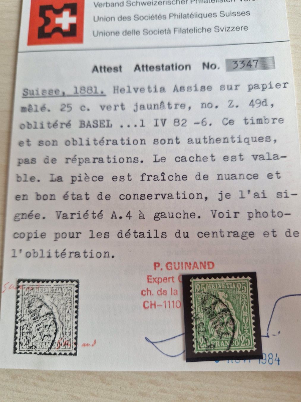 Tutti i francobolli: Sitzende Nr 49, Attest, Top, ab 1.- – Usato da Burgdorf venduto da Glossy01