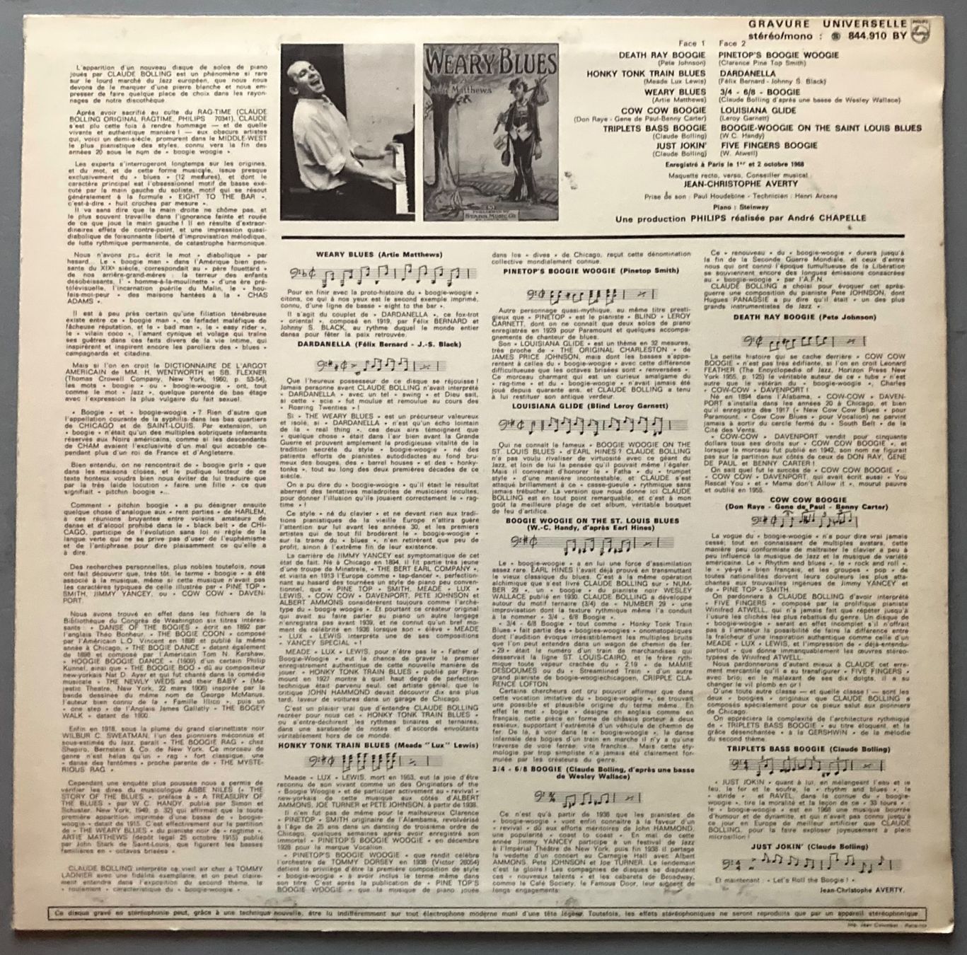 Dischi in vinile: CLAUDE BOLLING - ORIGINAL BOGGIE WOOGIE – Usato da Poliez-Pittet venduto da Newtown-Records 1