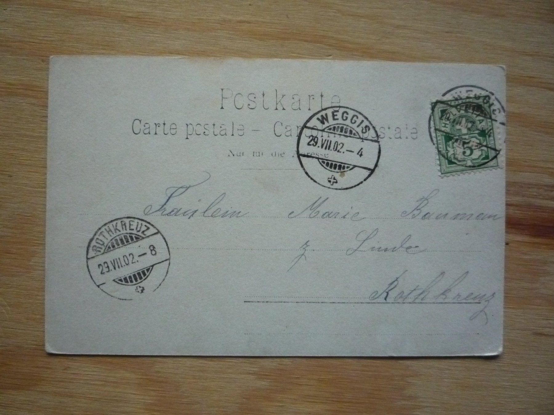 Cartes postales: Weggis, 29.VII.02 – D'occasion à Rieden SG par Brockehuesli 1