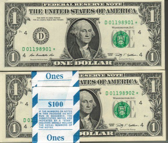 Banconote: 1 Dollar 2009 STAR replacement unz bankfrisch – Nuovo e nell'imballaggio originale da Gelterkinden venduto da Cakir
