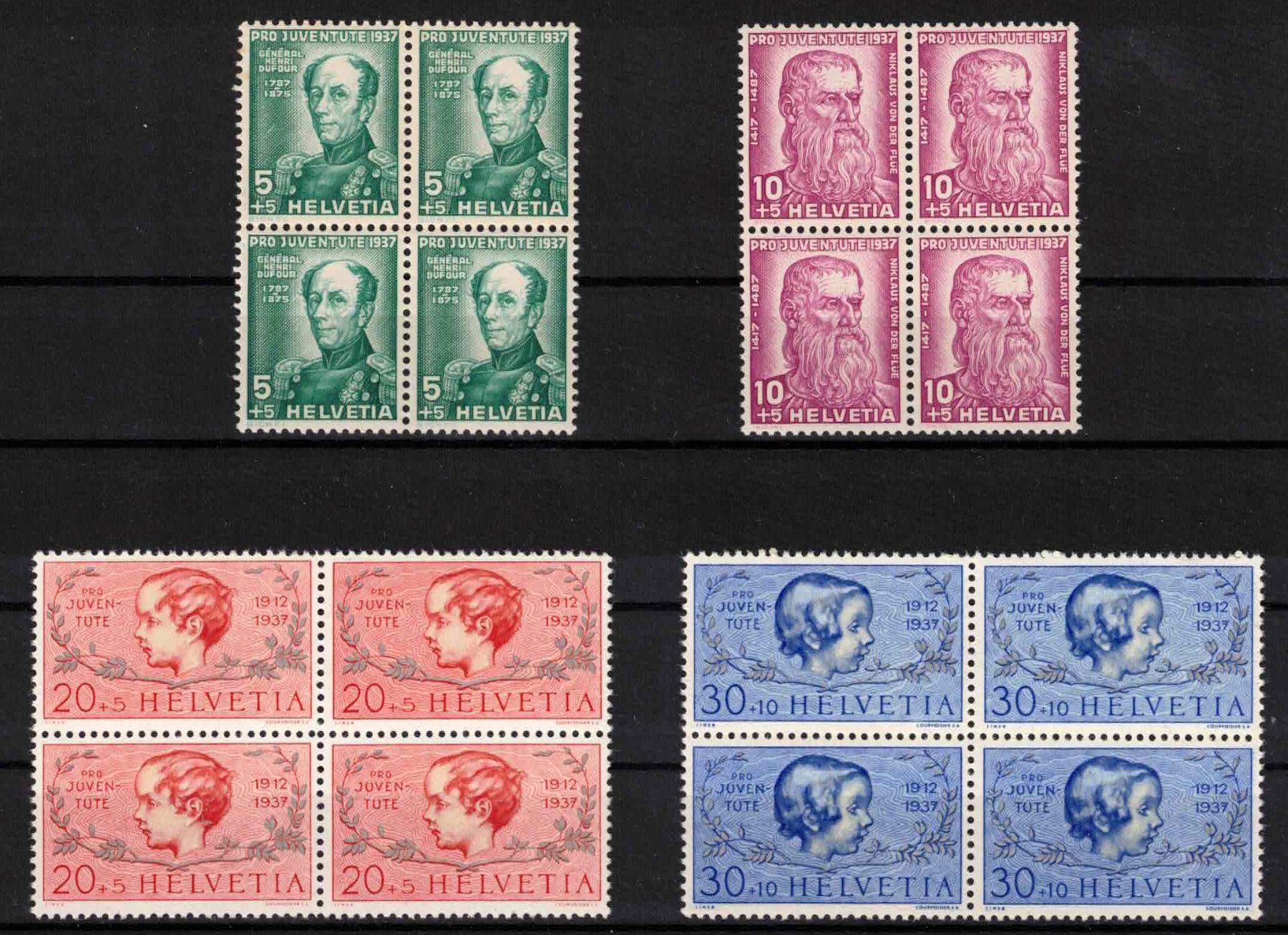 Tutti i francobolli: Pro Juventute 1937 im 4er-Block, postfrisch ** – Nuovo (secondo la descrizione) da Nuglar venduto da Stamp88