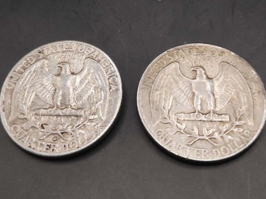 Alle Münzen: 2x ¼ Dollar "Washington Silver Quarter" – Gebraucht aus Sirnach von Trekk64 1