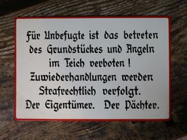 massives Blechschild "Angeln"