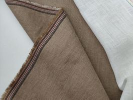 Ital. Designer Leinen Baumwolle Stoff 2.90x1.60m sand grau