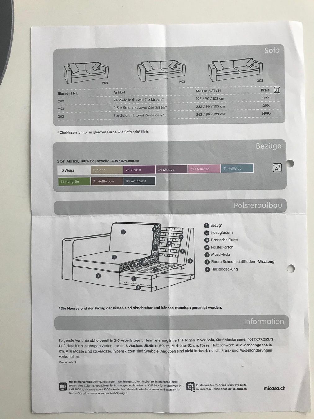 Micasa Divani: MICASA Sofa 2,5-Sitzer, neu – Nuovo (secondo la descrizione) da Egg b. Zürich venduto da chimago 8