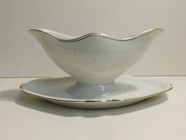 Porzellan Sauciere alt - Saucenschale  Porzellan weiss