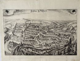 Orig. Kupferstich von Merian - Fribourg, Freiburg i. Ue.