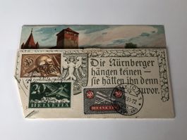 einmalige Flugpostkarte mit O kein Fluganschluss