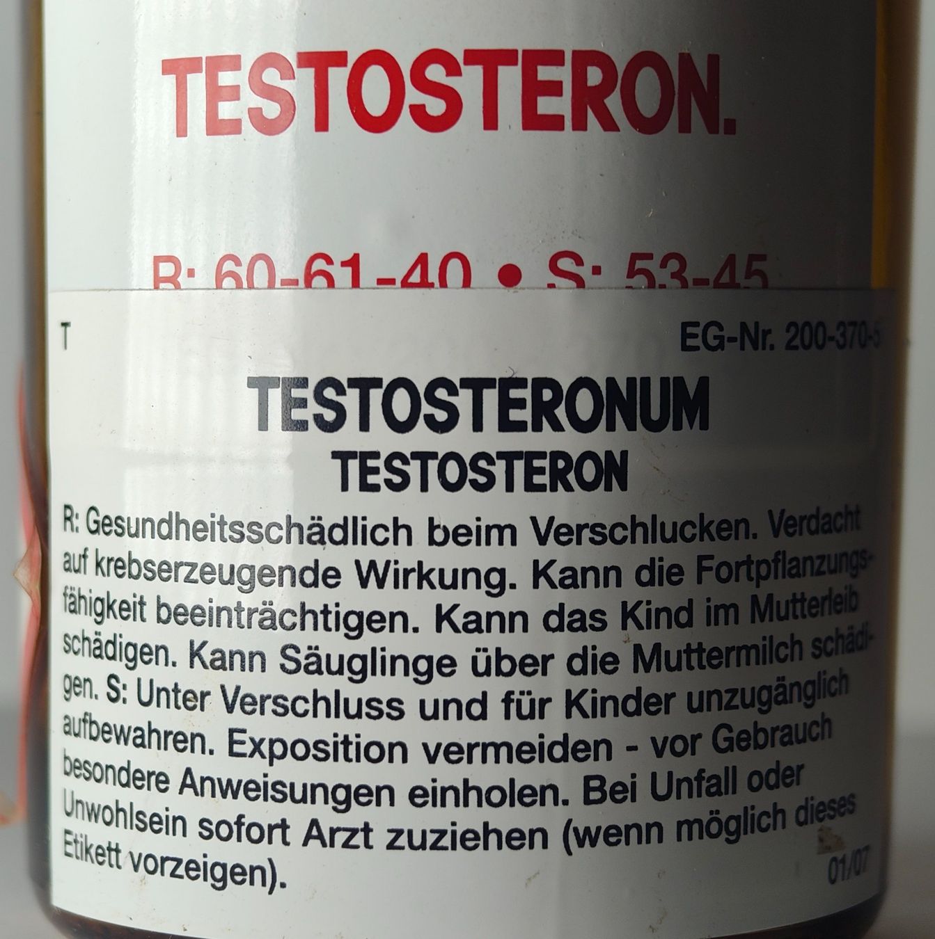 Laborzubehör: Apothekerflasche Testosteron Gift Vintage 11cm – Gebraucht aus Monthey von 19_karen_84 1