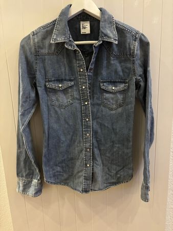 H&M Jeanshemd, Damen Gr. 34, Top Zustand