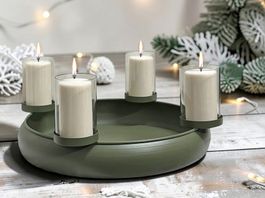 Weihnachtsdeko Kerzenhalter für 4 Kerzen aus Metall grün