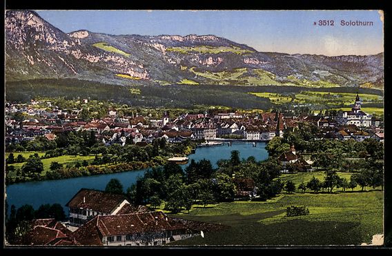 Cartoline postali: Solothurn, Stadtansicht mit Fluss und Br – Usato da Berlin venduto da bartko-reher