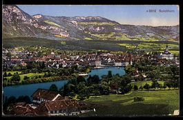 Solothurn, Stadtansicht mit Fluss und Br
