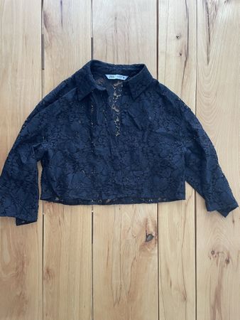 Zara Bluse Spitze schwarz