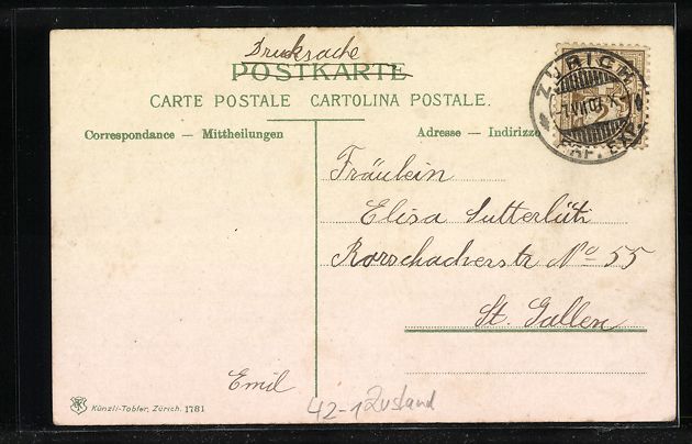 Cartoline postali: Zürich, Eidgen. Schützenfest 1907, G – Usato da Berlin venduto da bartko-reher 1