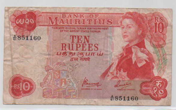 Banconote: 10 RUPIE - MAURITIUS – Usato da CHIASSO venduto da Rochelle59.