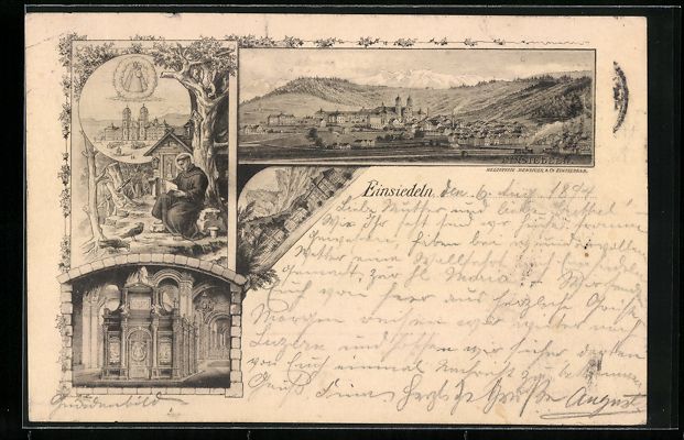 Cartoline postali: Vorläufer-Lithographie Einsiedeln, 1894 – Usato da Berlin venduto da bartko-reher