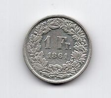 (647) Schweiz, 1 Franken, 1861, sitzende Helvetia