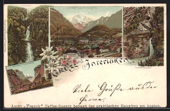 Ansichtskarten: Litho Interlaken, Giessbach, Ortsansicht – Gebraucht aus Berlin von bartko-reher