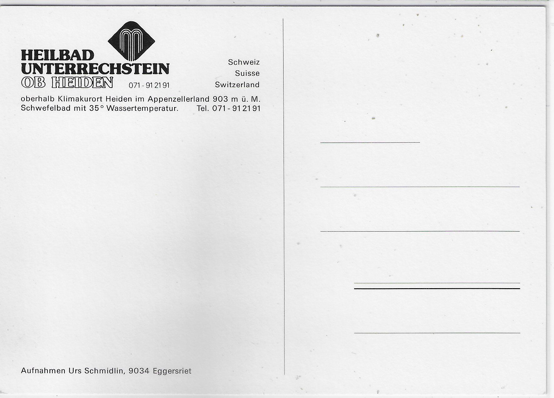 Ansichtskarten: Heiden - Heilbad Unterrechstein – Gebraucht aus Ettingen von Kartenplanet 1