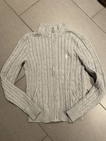 Ralph Lauren Sport Zopfmuster Strickjacke Grau, Gr. M