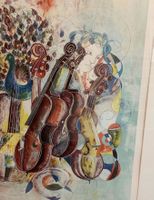 Alban Welti Lithographie  Pfau und Geigen 41/100