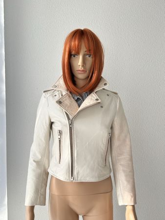 MUUBAA London Leather Biker Jacket, UK6/EU34, Off White