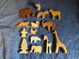 14 Holzfiguren, Konvolut guter Zustand