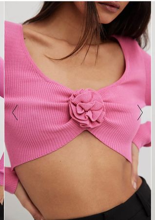 Pinker Na-kd Cropped Pullover mit Blumendetail, Gr M, neu