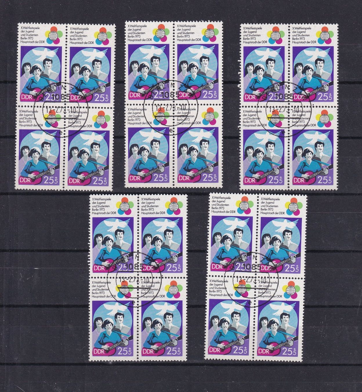 Tutti i francobolli: DDR 1973 LOT Oblitérés  par multiples – Usato da Nyon venduto da an54 2