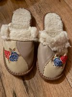Lammfell Pantoffeln Schlappen Schuhe 37 Stickerei Finken