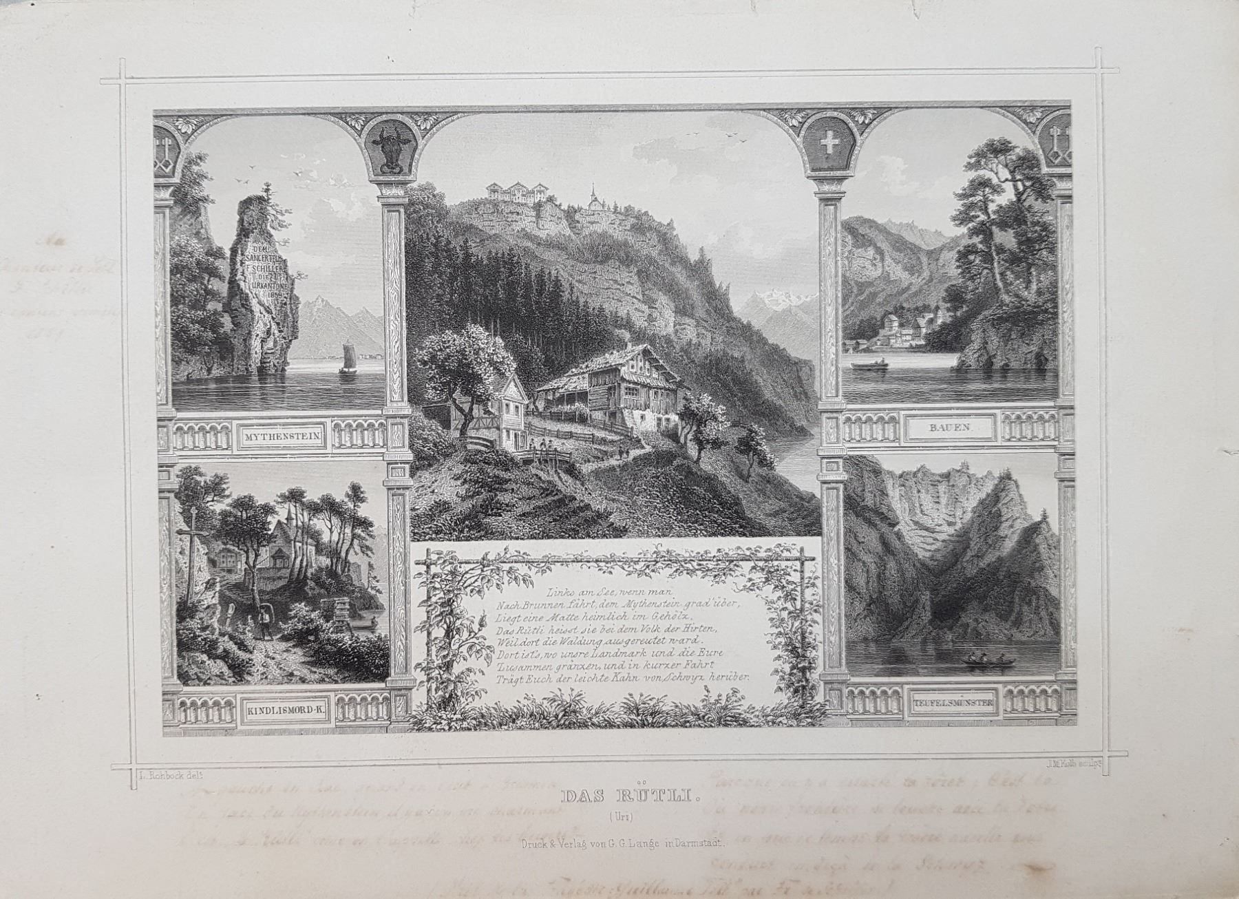Dipinti: gravure  " Le Rütli" avec plusieurs vues – Usato da Lausanne venduto da leneko