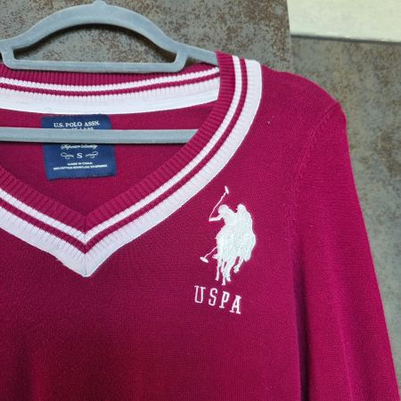 🐸 U.S. POLO COLLEGE PULLOVER V-AUSSCHNITT BORDEAUX