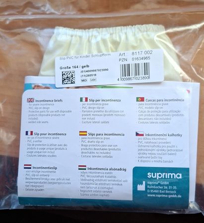 Slip PVC für Kinder gelb Grösse 164 neu, oder Grösse XS.