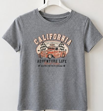 Graues T-Shirt mit California Print Grösse M