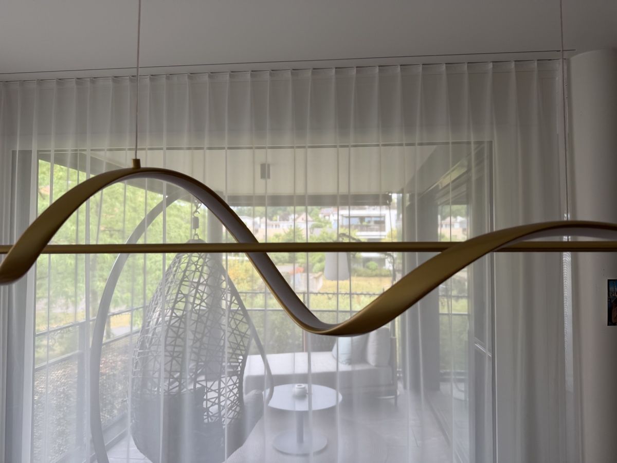 Kronleuchter & Deckenlampen: Hängeleuchte modern LED Messing Optik mit Stoffschirm neu – Neu (gemäss Beschreibung) aus Wiesendangen von Namoli123 4