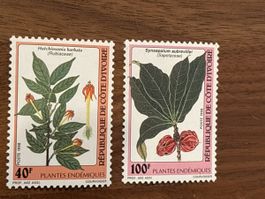 Briefmarken Elfenbeinküste Pflanzen Endemisch 1998 (2 Stk)