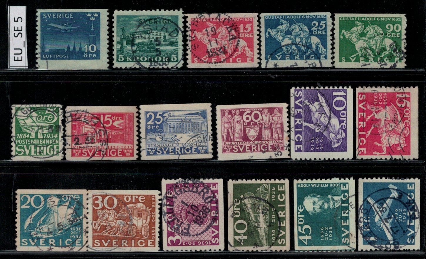 Tutti i francobolli: Schweden 1930/36, gestempelt, EU_SE5 – Usato da Erlenbach ZH venduto da panstamps