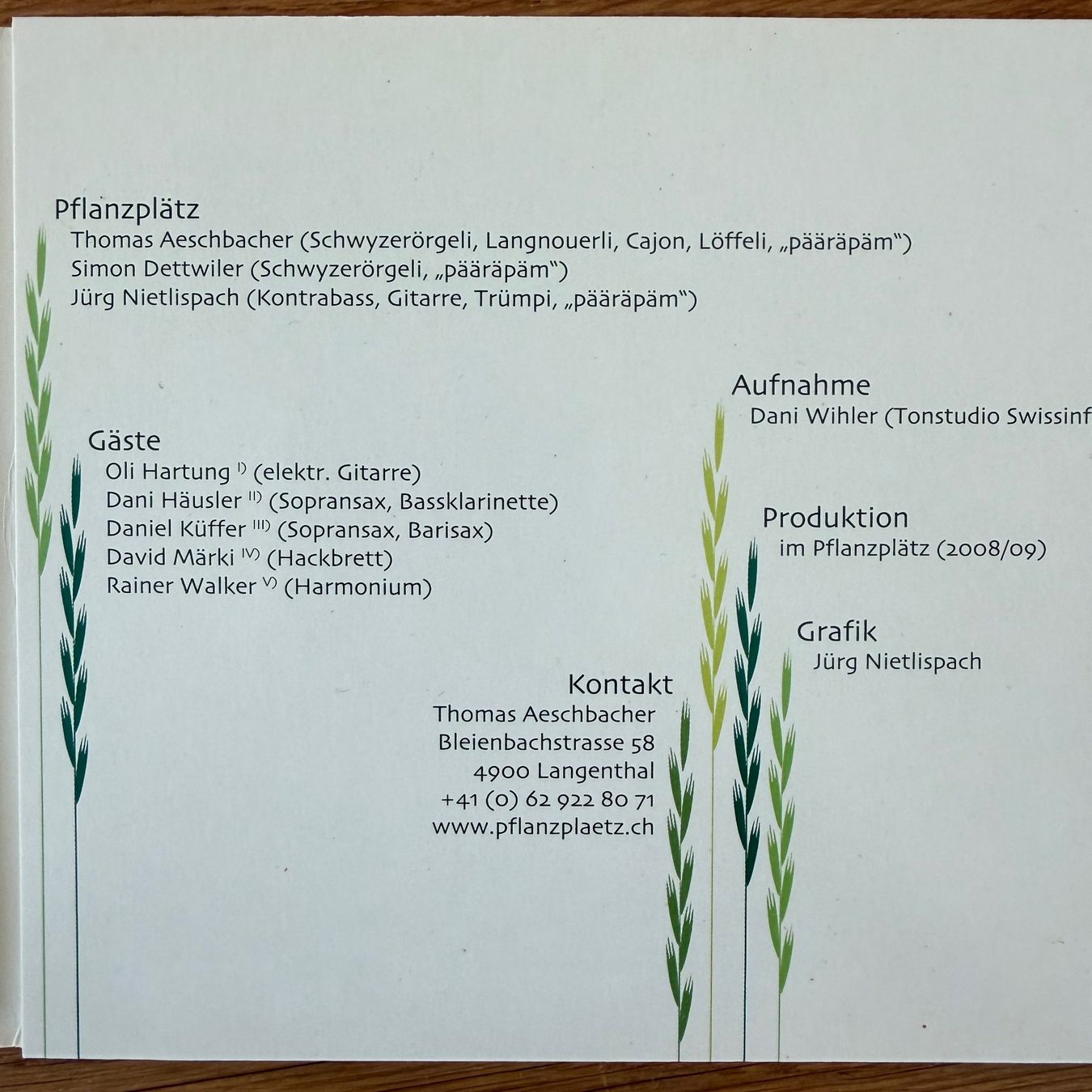 CDs: Thomas Aeschbacher Pflanzplätz Querbeet (CD) Schwyzerörgeli – D'occasion à Zug par Mirare9 2