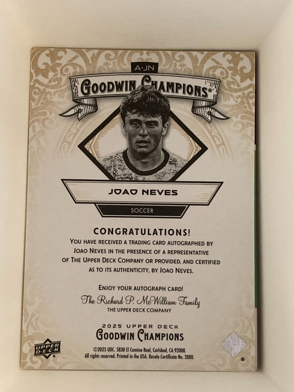 Carte collezionabili: Upper Deck Goodwin Champions - Joao Neves Auto – Nuovo (secondo la descrizione) da La Tour-de-Peilz venduto da Tyalos_Cards 1