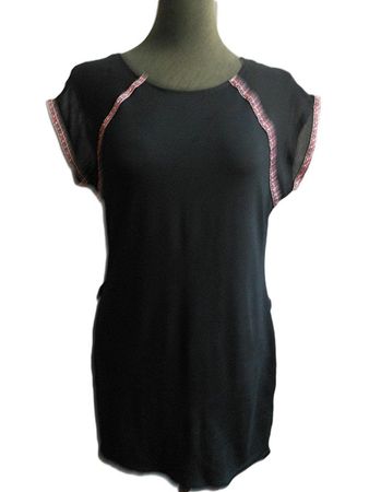 ca. Gr. 40 42 Stretch Shirt schwarz oben transparent s.Masse