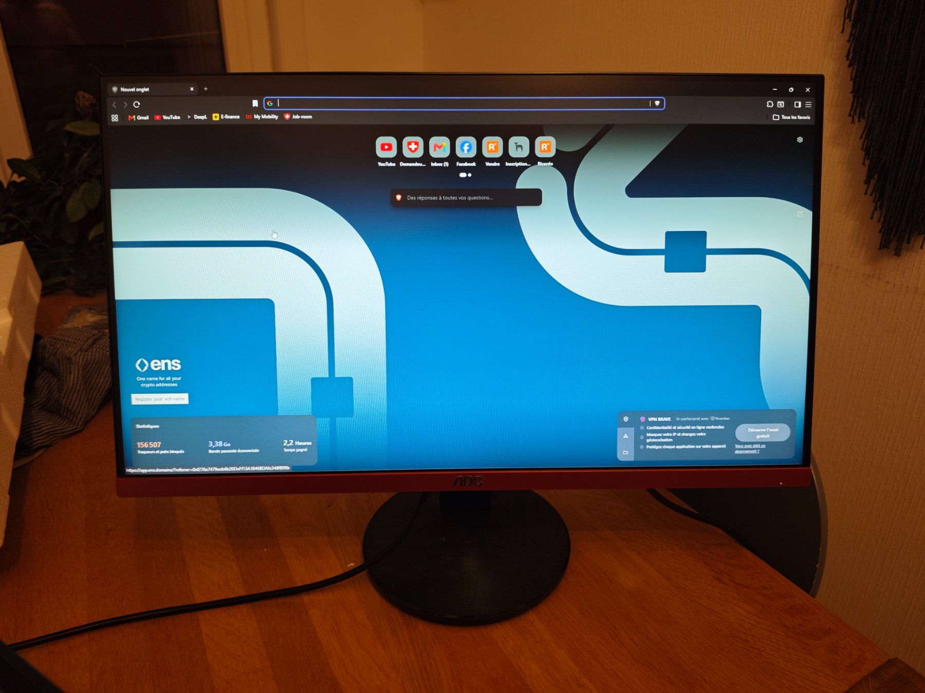 AOC Ecrans: Écran LCD 25" 144Hz – D'occasion à Vevey par Xenir