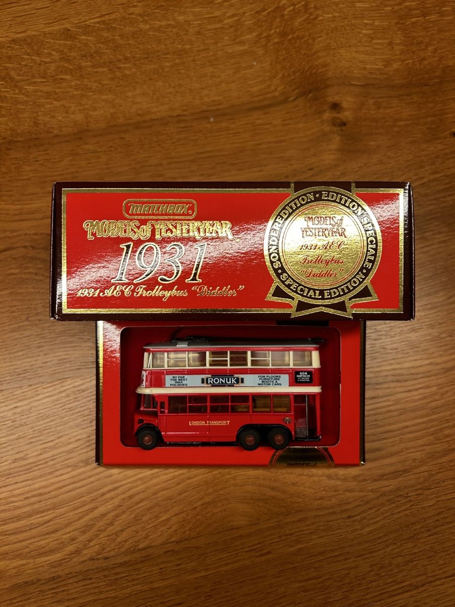 Matchbox Modellini d'auto: Matchbox Models of Yesteryear 1931 AEC Trolleybus "Diddler" – Nuovo (secondo la descrizione) da Utzenstorf venduto da Microsaft 1