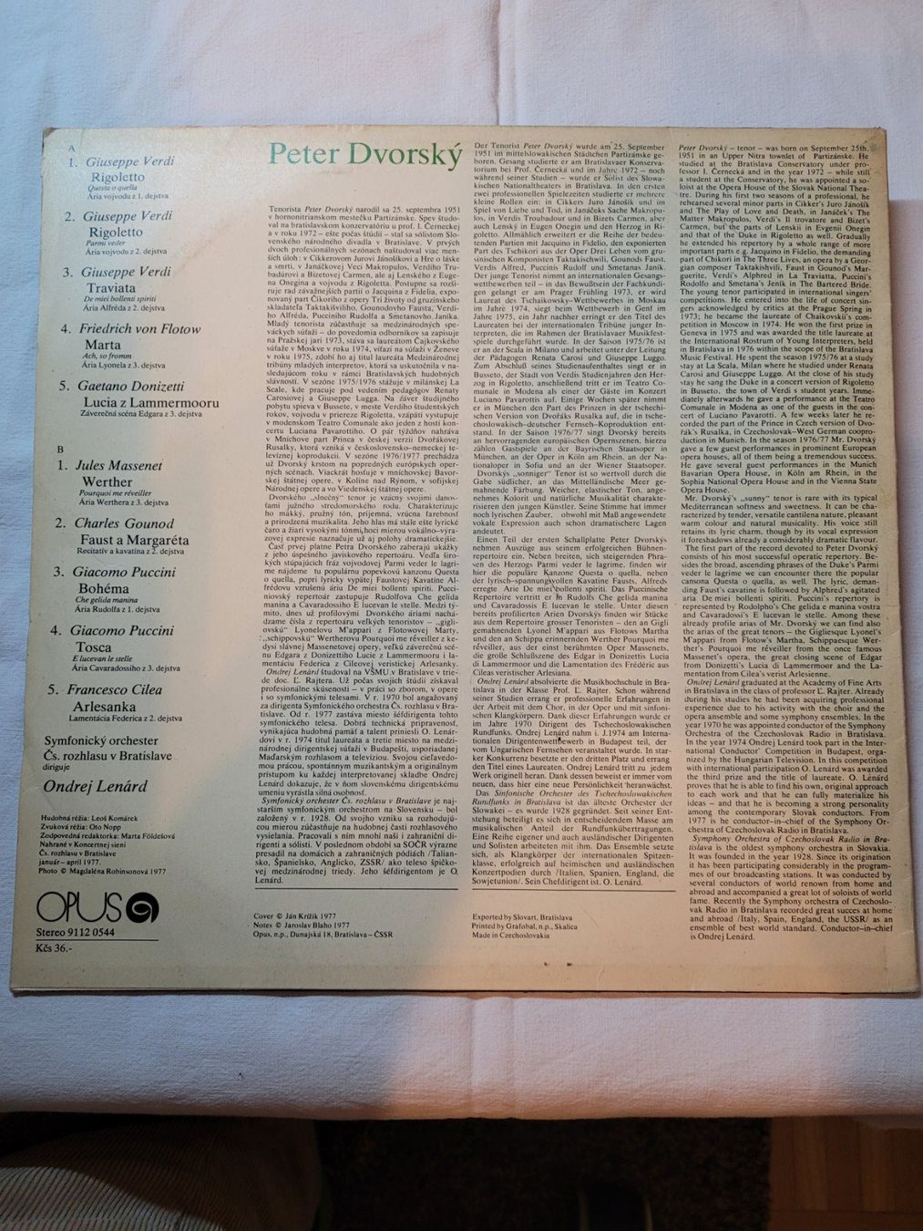 Dischi in vinile: Vinyle Peter Dvorsky, Rigoletto, Traviata – Usato da La Chaux-de-Fonds venduto da reu_kx5l 1