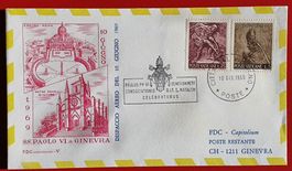 VATIKAN SCHWEIZ FLUGPOST PAPST PAUL FLUG ROM-GENF-ROM 1969